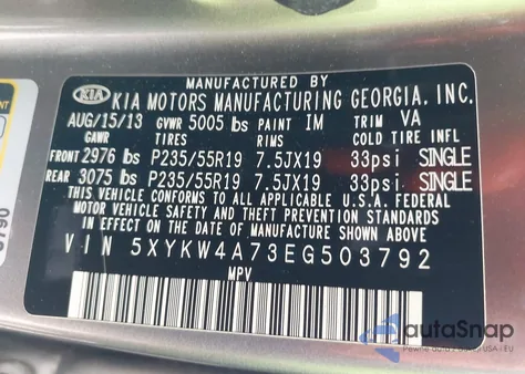 2014 Kia Sorento Sx из США, поврежденный, VIN 5XYKW4A73EG503792